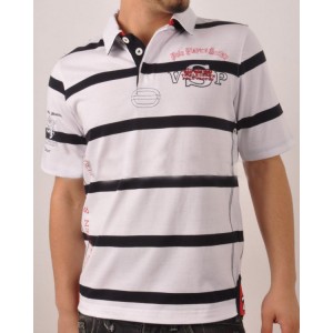 Polo Van Santen Stripped triple corona tour blanco y negro